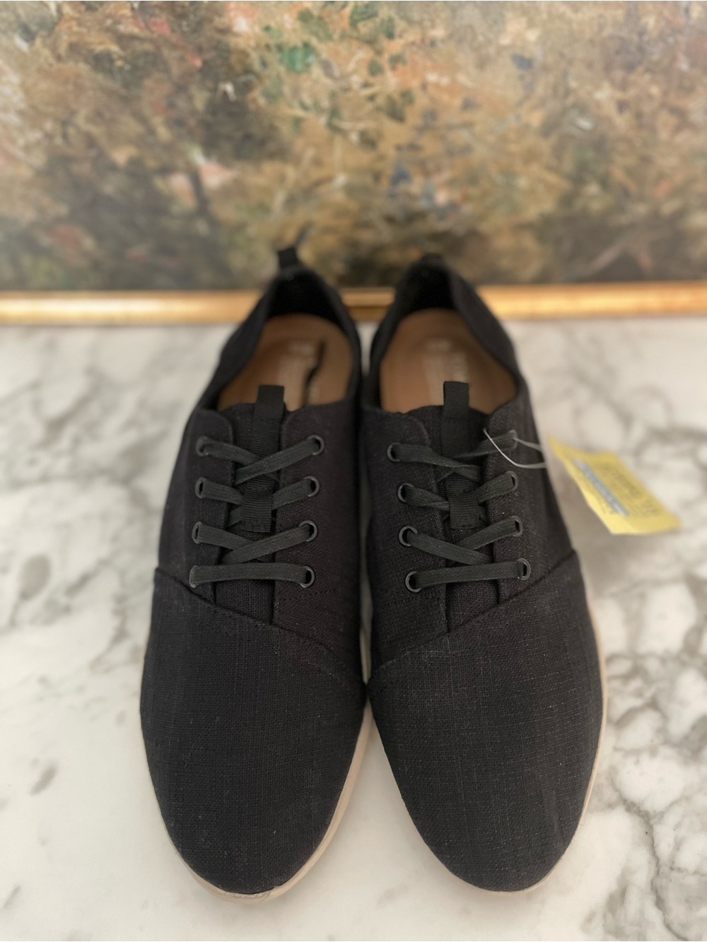 TOMS Carlo Lace Up Mens Black Canvas Sneakers Size 11 Casual Shoes - Picture 4 of 8